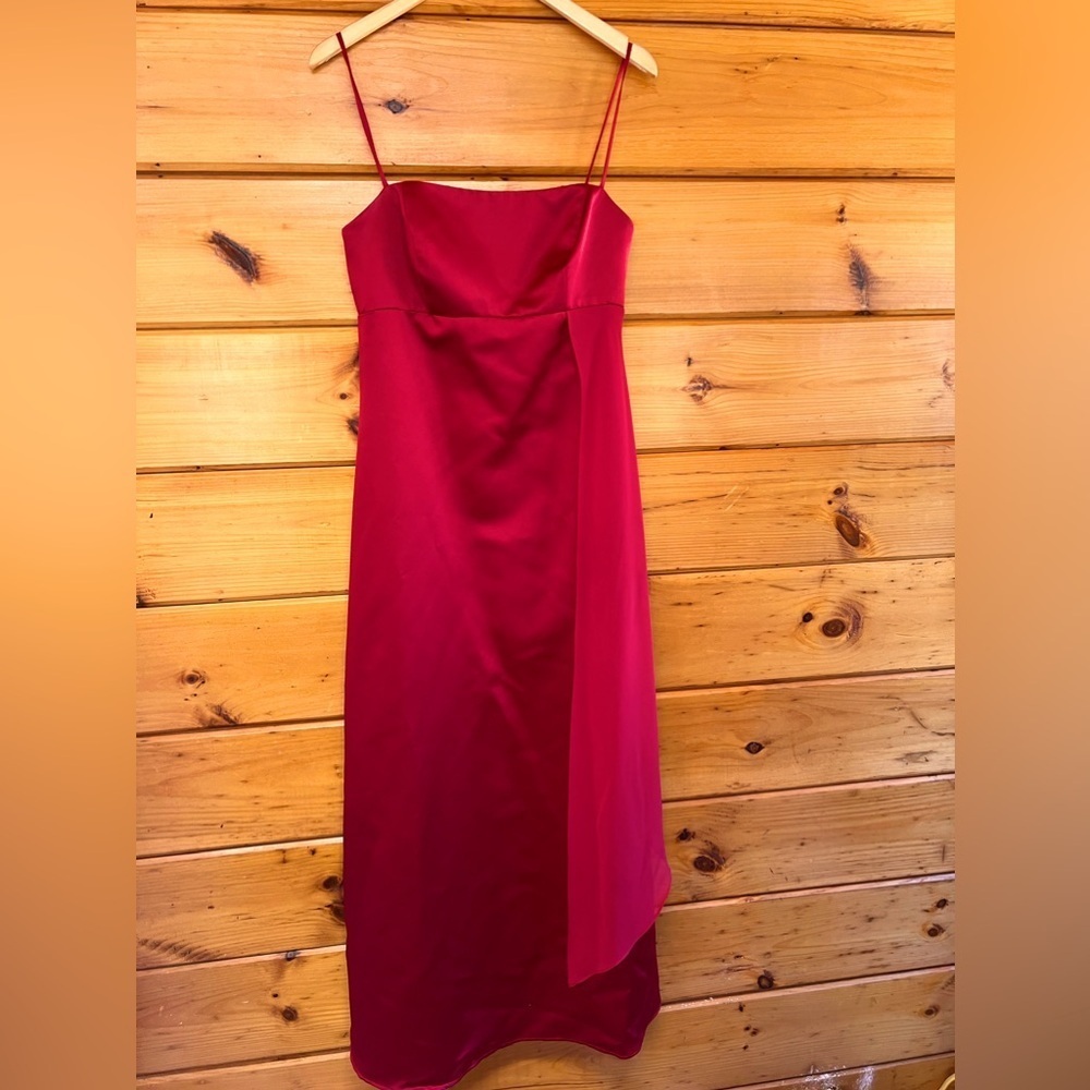 Alfred Angelo Red Square Neck Empire Waist Maxi Prom Formal Dress Size 10